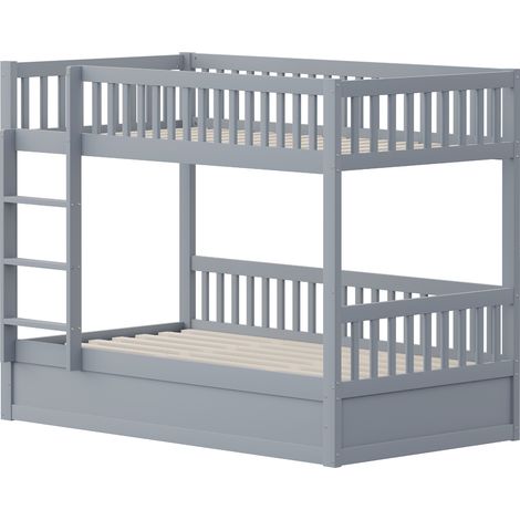 Letto a castello per bambini 90 x 200 in legno grigio con contenitore integrato (1/5)