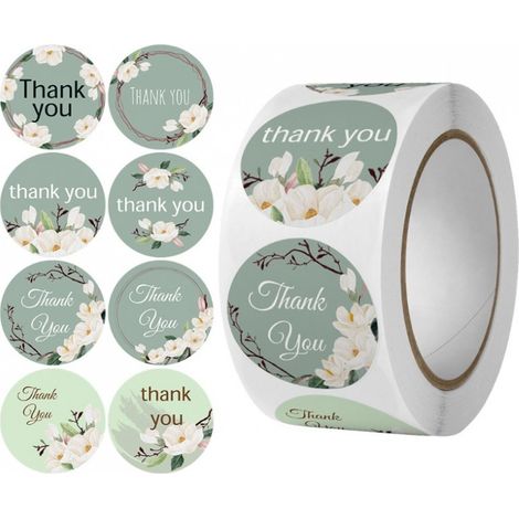 500 pegatinas de agradecimiento en cinta adhesiva de 25 mm de diámetro. Etiquetas decorativas autoadhesivas NNK06. (1/3)