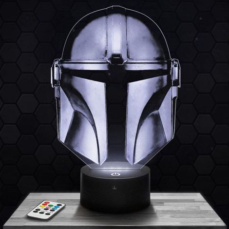 Lampe 3d Casque The Mandalorian - Accessoire, Merch, Cadeau Casque The Mandalorian - Veilleuse Led Tactile avec socle au choix (1/5)