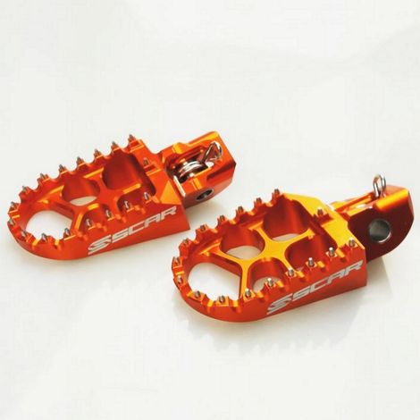 Pedane da corsa Scar in alluminio EVO KTM SX / SXF / EXC arancioni