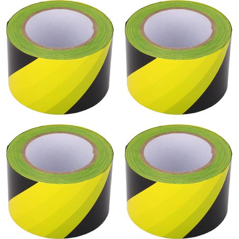 4 rouleaux ruban d'avertissement jaune résistant pluie et vent PE multi-usage chantier sécurité (1/5)