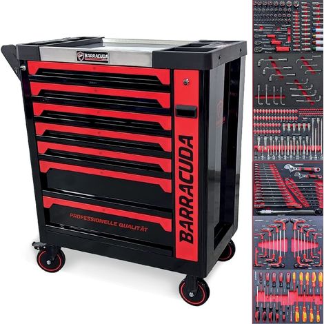 Servante d'atelier/ Chariot Barracuda Tools CUDA Max XXL 8 tiroirs 6 outillés, 4 roues, 2 freins, Chariot MECANICIEN, GARAGISTE