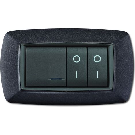 ELETTROCANALI - PLACCA STILE MYLIFE 4 MODULI VULCANIZZATA COLORE GRIGIO NOTTE (1/3)