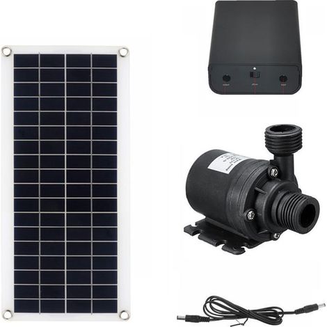 Panneau 30W 800L/h 12V DC Low Noise Kit de pompe à eau solaire avec panneau solaire Pompe de fontaine solaire pour bain d'oiseaux, jardin, réservoir