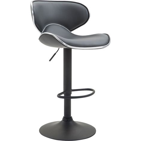 Sgabello da bar x1 sedute moderne con linee ondulate in PVC grigio base a tromba in metallo nero 100005680