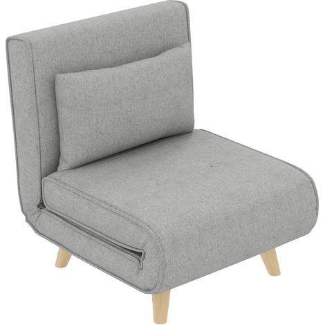 Sillón descanso con respaldo regulable en 6 posiciones, tapizado efecto lino gris claro, carga máxima hasta 150 kg. (1/5)