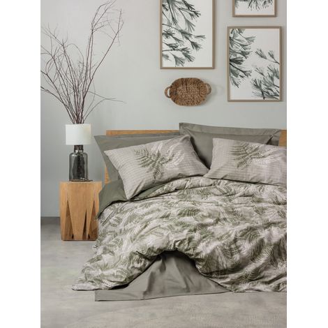 Funda nórdica, funda nórdica, ropa de cama Set 100% Algodón Khaki (1/3)
