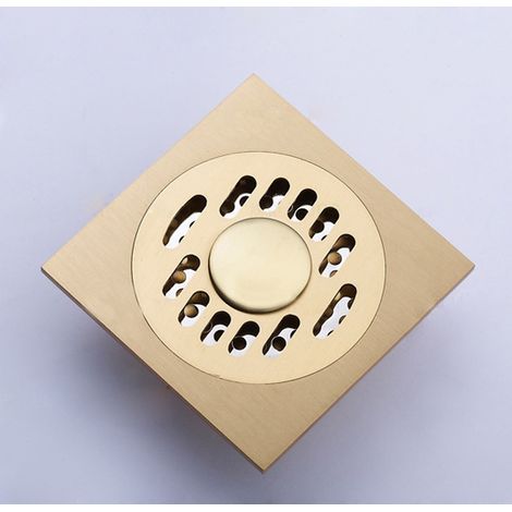 Bonde de douche carrée 4", avec couvercle amovible et filtre anti-cheveux, accessoire de salle de bain (1/2)