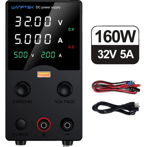 Fuente de alimentación de CC, salida ajustable, adecuada para uso en laboratorio, GA 32V 5A (1/2)