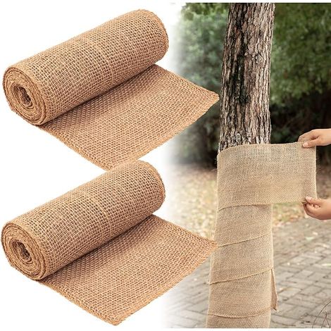 Set de 2 Rouleaux de Bandes Protectrices pour Arbres en Toile de Jute, Protège-Tronc Anti-Gel pour l'Hiver, Maintient la Chaleur et l'Humidité de l'Écorce (1/5)