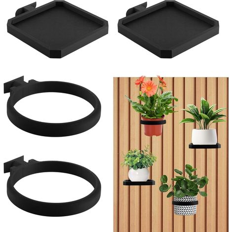 Plateaux pour Plantes Lot de 4 Étagère pour Panneau, Acoustique Accessoires pour Panneaux Acoustiques sans Perçage Supports de Pot (1/5)