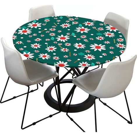 Nappe lavable ronde 90cm, élastique, effet lotus, impression 3D, pour jardin