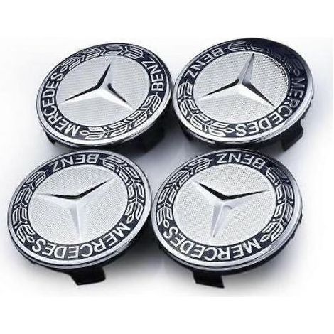 Veeki Mercedes Radnabenkappen-Set (4 Stück), 75 mm, Schwarz