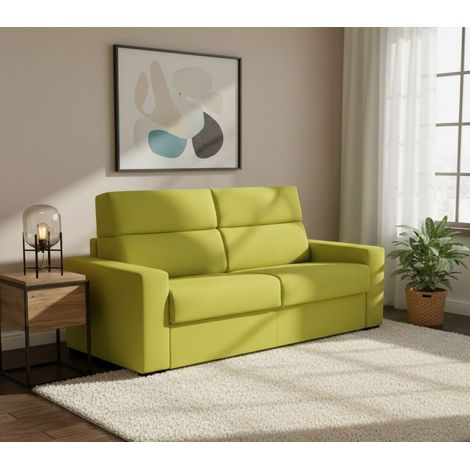 Dmora - Sofá cama 2 plazas Ecate, Sofá convertible para salón, acolchado, desenfundable, calidad 100% Made in Italy, 200x95 h100 cm, Verde (1/5)
