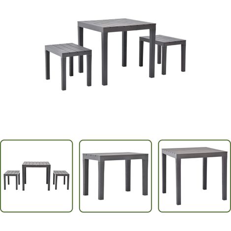 Banc de jardin -  Table de jardin avec 2 bancs Plastique Marron (1/5)