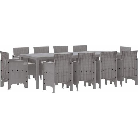 Maison Exclusive - Set da Pranzo per Giardino 11 pz Grigio chiaro Polipropilene (1/5)