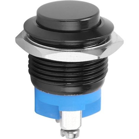 Metall-Drucktaster, wasserdicht, Edelstahl, selbstrückstellend, normalerweise offen, 16 mm, 220 V (schwarz) (1/5)