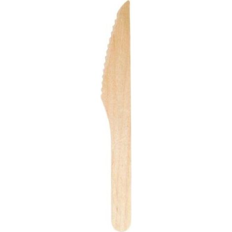 Couteau jetable 16,5 cm en bois - 100 pièces - Ecobioshopping