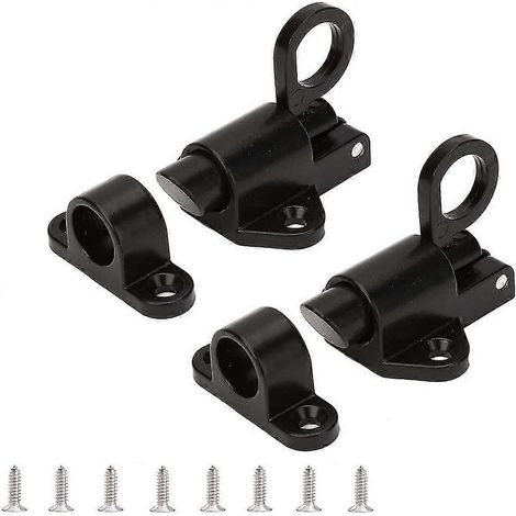 Loquet à fermeture automatique - Verrou de porte à ressort - Loquet de porte - Verrou de sécurité automatique pour fenêtre et portail - Loquet à ressort (noir) (1/5)