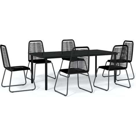 Maison Exclusive - Set da Pranzo per Giardino 7 pz con Cuscini Nero (1/5)
