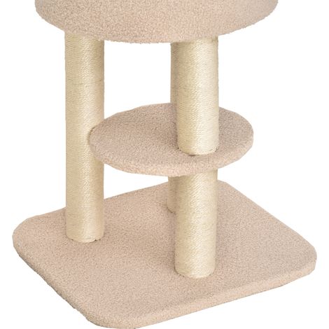 Arbre à chat robuste 5 niveaux avec niche, maisonnette, jouets et corde en sisal, beige, supporte jusqu'à 30 kg (1/5)