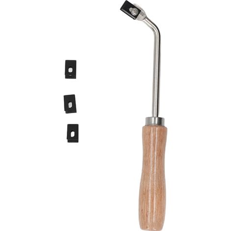Rabot à rainurer en bois de hêtre et acier, outil de gouge pour sol PVC plastique, avec 3 lames de rechange (1/5)