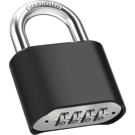 Cadenas Code 4 Chiffres, 52mm Cadenas Extérieur Etanche, Robuste et Antivol, 8mm Loquet Cadenas à Combinaison, Exterieur Serrure Porte de Garage