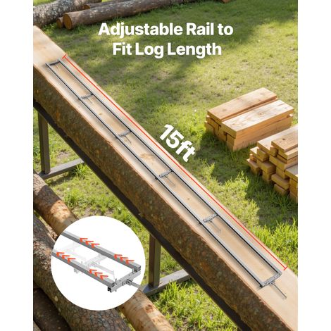 Rail de Guidage pour Scierie Mobile Portative, Portée de Coupe 4,57 m, Guide à Rail Réglable Aluminium pour Tronçonneuse, avec 6 Ba… (1/5)