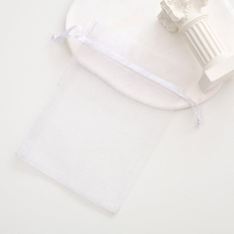 50 petits sachets en organza blanc, sachets à bonbons, sachets cadeaux avec cordon, pour mariage, anniversaire, baptême, fête, baby shower, garden-party, 9 x 7 cm (1/5)