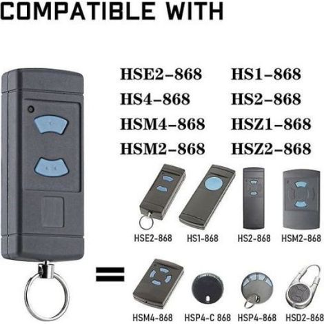 Télécommande de remplacement pour porte de garage Promatic HSE2-868, HS4-868 et HSM4-868 (gris) (1/5)