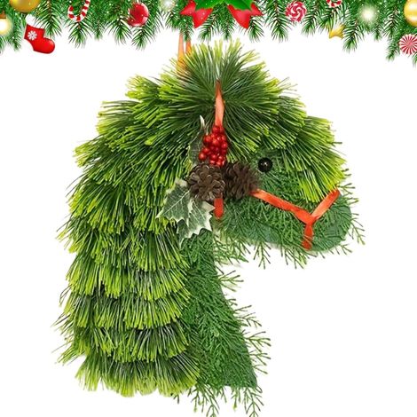Couronne De Noël pour Porte Créatif Et Accrochable  Couronne De La Veille De Noël En Forme De Tête De Cheval Pour Fenêtre Restaurant Mur Clôture Salle À Manger Intérieur (1/5)