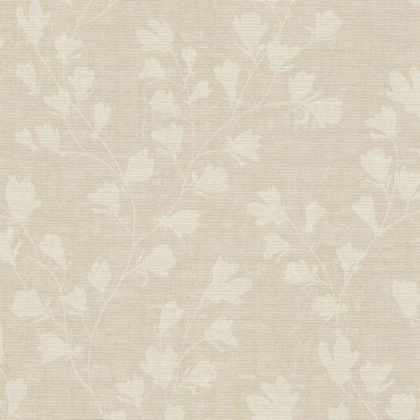 Papier peint floral beige et crème à feuilles Tapisserie nature à motifs de fleurs Papier peint gaufré style botanique idéal pour couloir (1/4)