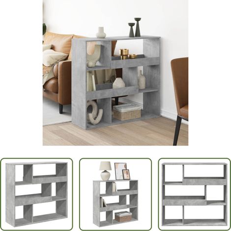 Étagère décorative - Cloison de séparation gris béton bois d'ingénierie (1/5)