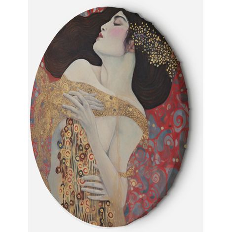 Tableau sur toile Image circulaire - Femme rouge abstrait - G. Klimt 60x60 (1/5)