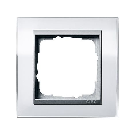 GIRA 0211726 MASCHERINA DI COPERTURA PER 1 MODULO, COLORE ALLUMINIO BIANCO