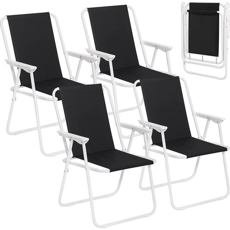 Woltu – Lot de 4 chaises de camping pliantes légères – 100 kg – Tissu Oxford 600D imperméable – Dimensions dépliées 58x53x76 cm (1/5)