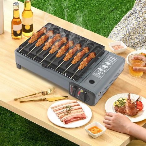 Butankocher, tragbarer Gaskocher für Camping, Gaskocher mit rutschfesten Füßen, Tischgrill für Camping, koreanisches Barbecue und Picknicks