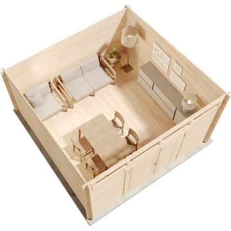 Alpholz Gartenhaus Modell Maria-Viva28 Gartenhaus aus Holz, Holzhaus mit 28 mm Wandstärke, Blockbohlenhaus mit Montagematerial