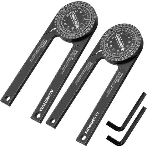 JIAJIEFANG Set mit 2 Winkelmessern aus Aluminiumlegierung für Gehrungssägen, 18,5 cm (7,3 Zoll), Präzisions-Winkelmesser für den Baubereich, Gehrungswinkelmesser, Laser-Winkelmessung für Innen- und Au