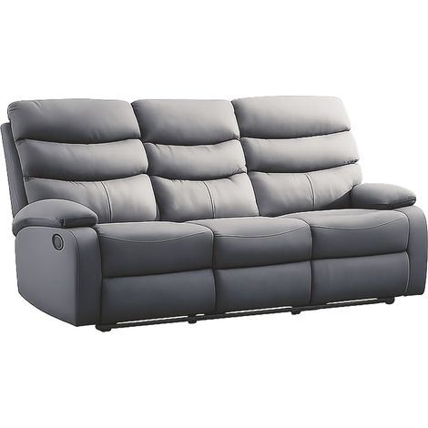 3 Seater Recliner Sofa - L92 x W187 x H106 cm - Assembly Required - Grey