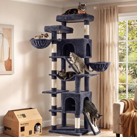 Arbre à Chat XXL, Tour d'Activités en Sisal, 55 x 45 x 206 cm (1/5)