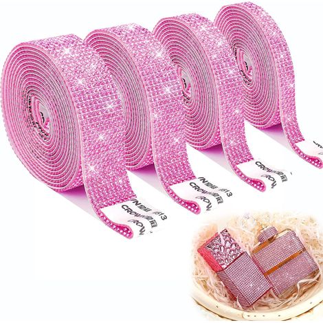 autocollants ruban strass rose, strass cristal dia