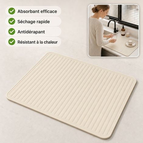 Dessous de Comptoir Diatomee 30 x 40 cm - Tapis de Cuisine Absorbant Anti-derapant (1/5)