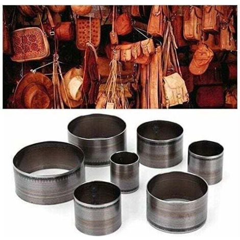 Round Leather Punch Set, 7pcs Leather Cutting Tools Hollow Hole Punch Set Hand Leather Punch Cutter Circular Dies Cutting Dies Leatherworking (1/4)