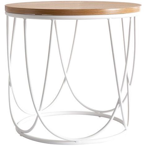 Mesa auxiliar madera y metal blanco 42 cm LACE (1/4)
