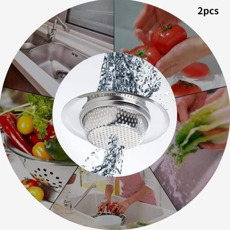 filtre évier cuisine, filtre à évier en acier inoxydable, grille pour evier cuisine, 2 pièces 2,75 pouces 7cm (petit)18 mm de profo (1/3)