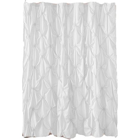 Cortina de ducha con volantes, cortina de baño (blanca) 180x180 cm (1/2)