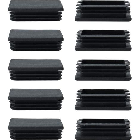 10pcs Bouchon Pied de Chasie Embout Capuchon Jambe Tube Insert Table Meuble Protection Plastique Rectangle nervuré glissement protecteur noir 30 x 60 mm (1/4)