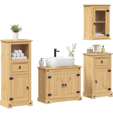 Juego de muebles de baño Corona 4 pzas madera maciza pino vidaXL (1/5)