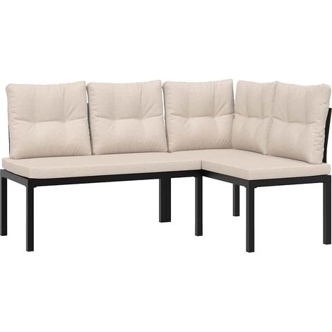 Maison Exclusive - Gartenbänke mit Kissen 2 Stk. Schwarz Pulverbe